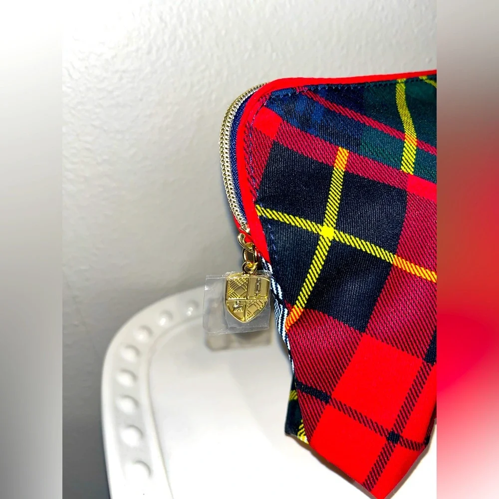 Estee Lauder Red Plaid Cosmetic Bag